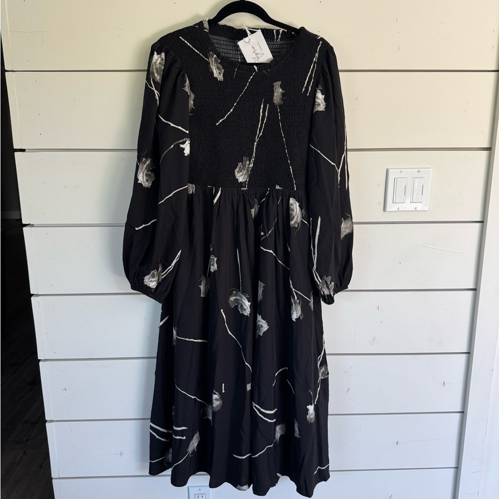 Polagram Black Floral Dress
